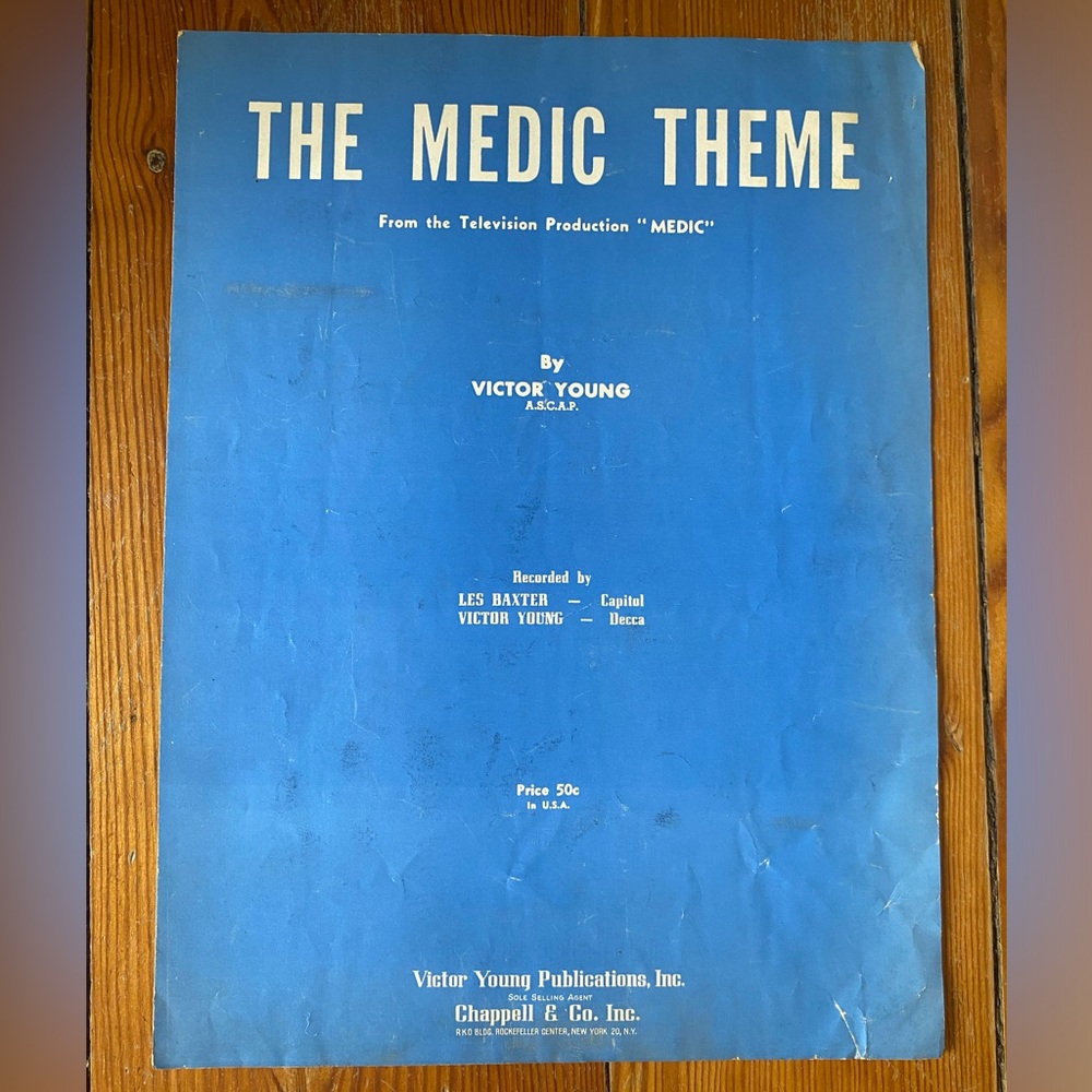 Vintage 50s sheet music for "The Medic Theme" by Victor Young